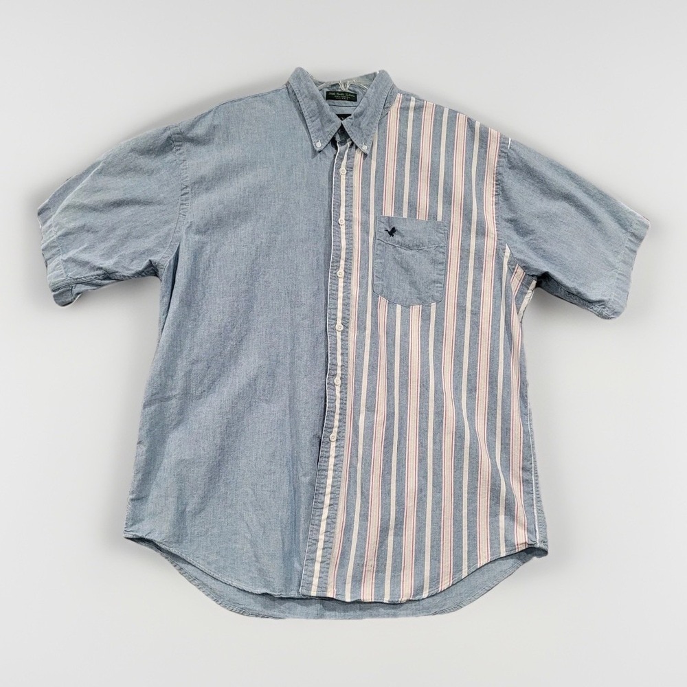 Flying‎ Scotsman Men's XL Striped Button Down Shirt Short Sleeve Casual USA